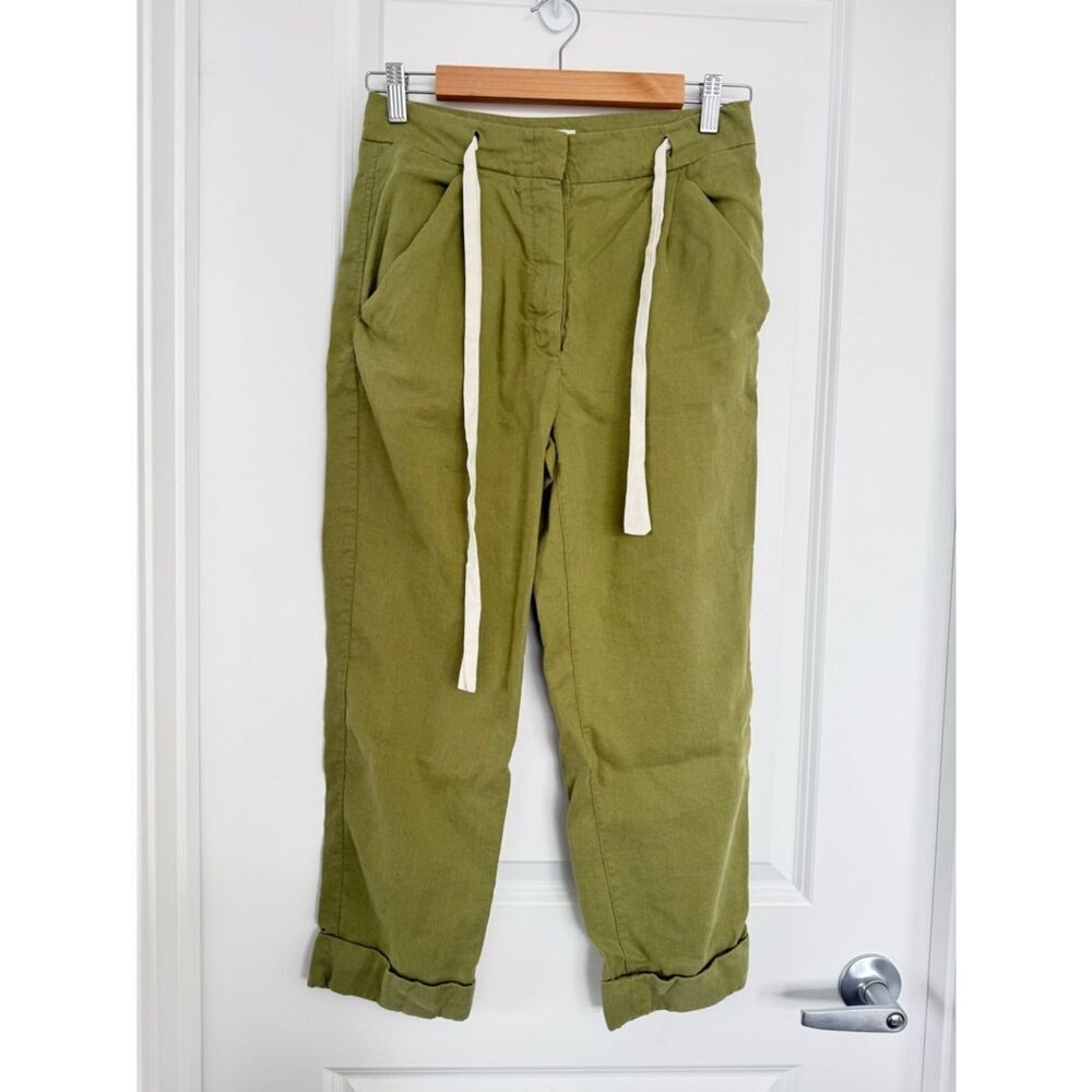 WILFRED | Linen blend Sage Green Cropped Trousers - Size 6